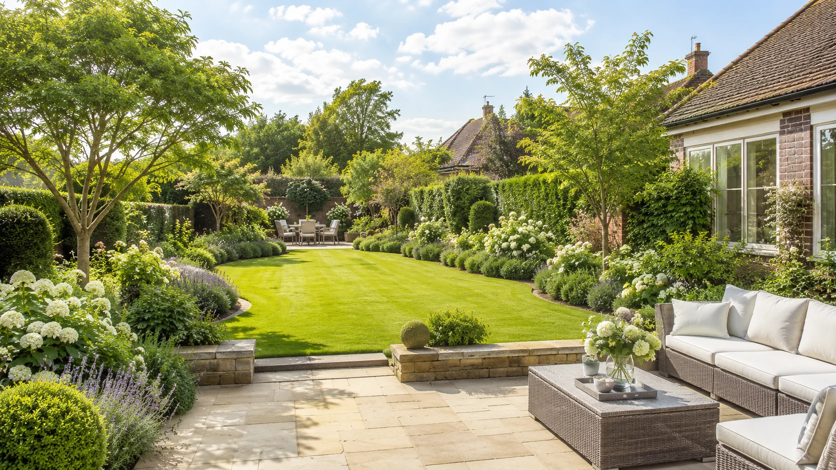 Modern British garden with clean lines